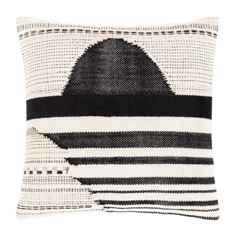 pillow- 20" BLACK AND WHITE WITH HALF CIRCLE
