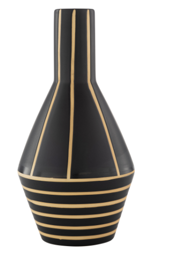 Black and White Ceramic Vase- STRIPE