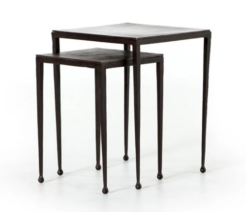 Antique Rust Square Nesting Tables -SET OF 2