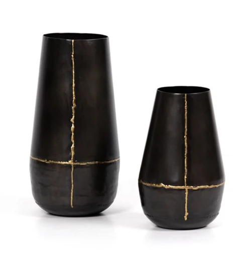 Brown Metal Vases- SET OF 2