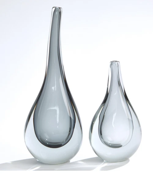 Stretched Glass Vase with GREY- LARGE
