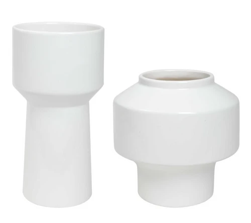 White Ceramic Vases- SET of 2