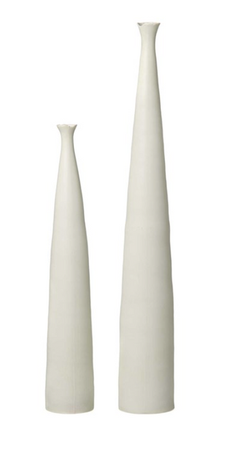 Tall White Sand Vases- Set of 2