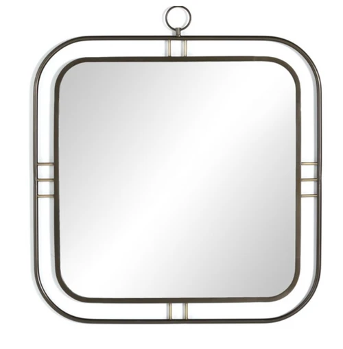 Steel and Brass Square Mirror