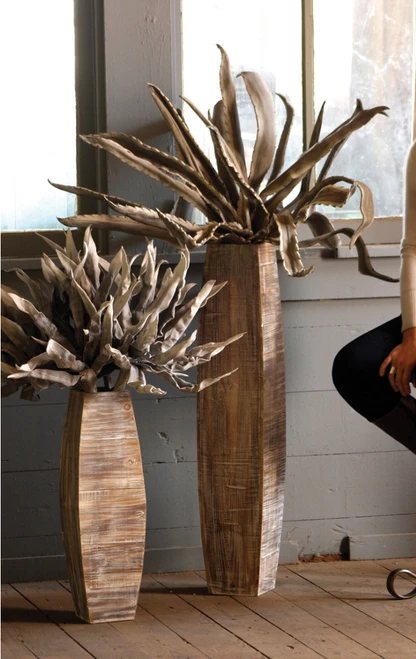 Tall Wood Floor Vases - SET OF 2