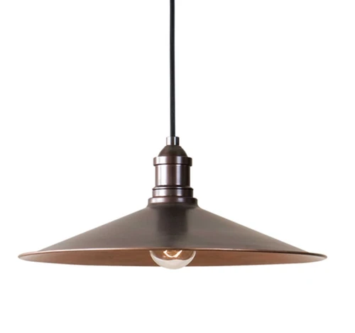 Antique copper finish adds a sleek look to this classic pendant.