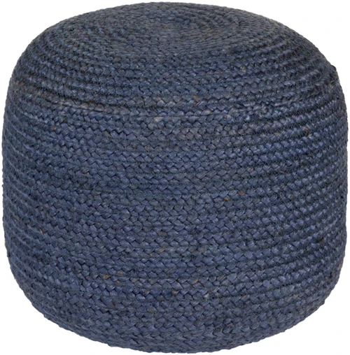 Navy floor pouf woven in jute.