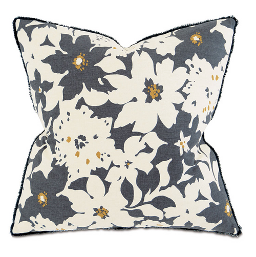 Decorative pillow in a floral fabric - filled with plume feather