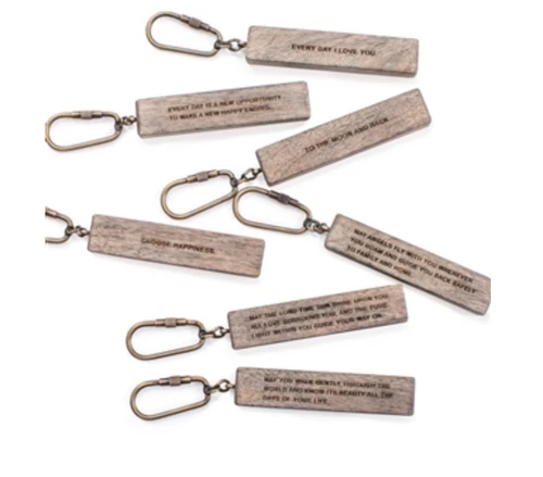Wood Quote Keychain