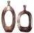 Over-sized set of two, handcrafted, textured cast aluminum vases featuring a bronze finish