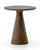 Warm, reclaimed woods pair up with cool, modern materials for a fresh textural mix. Slate-toned stone perches atop a burnt oak base to honor the traditional pedestal shape. Perfect in pairs.