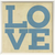 Graphic LOVE art set in white frame.