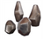 Set of four, textured cast aluminum, geometric vases feature a bronze finish. Sizes: Sm-4x4x4, Med-4x6x4, Lg-3x7x3, XL-3x7x3