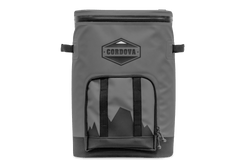 Durable, lightweight & leakproof gray backpack cooler with 24-can capacity [Scree] [Front]