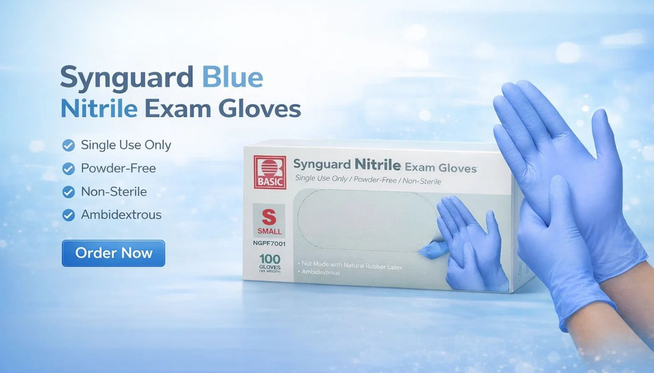 SynGuard Blue Nitrile Exam Gloves at AllSwabs.com