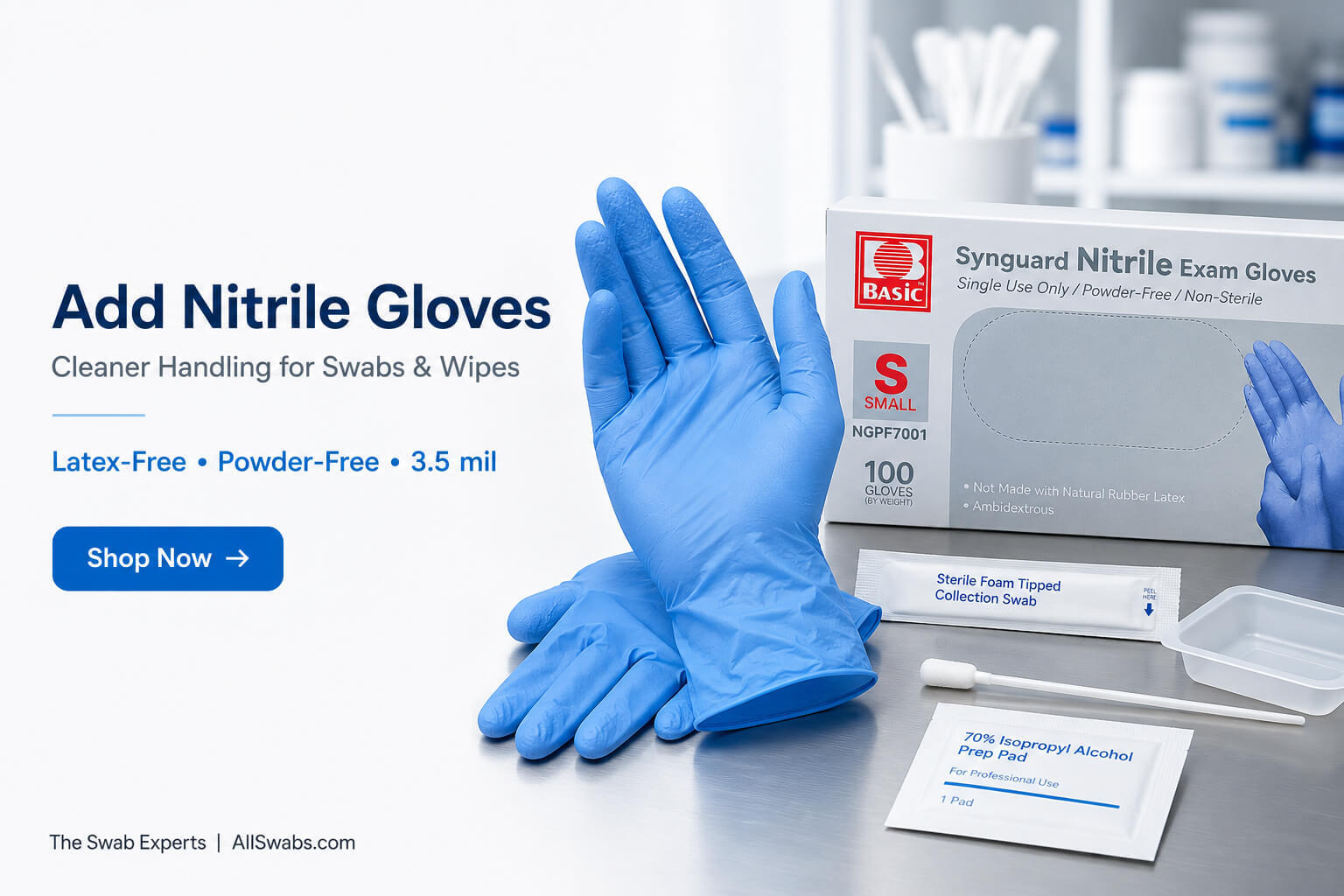 Blue Nitrile Exam Gloves at AllSwabs.com