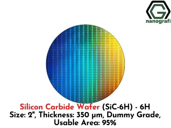 Silicon Carbide Wafer (SiC-6H) - 6H , Size: 2'', Thickness: 350 μm, Dummy Grade, Usable Area: 95%