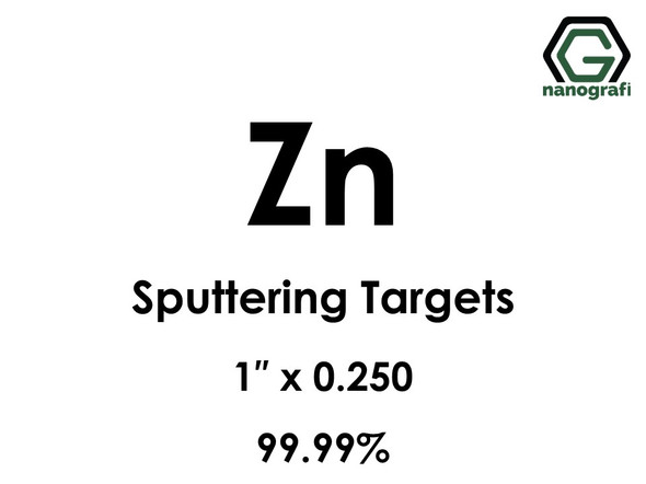 Zinc (Zn) Sputtering Targets, Size:1'' ,Thickness:0.250'' , Purity: 99.99%