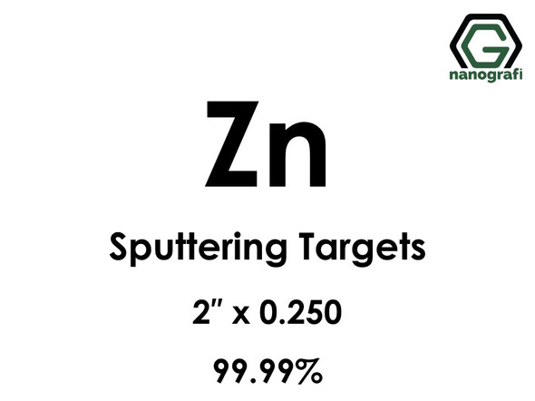 Zinc (Zn) Sputtering Targets, Size:2'' ,Thickness:0.250'' , Purity: 99.99%