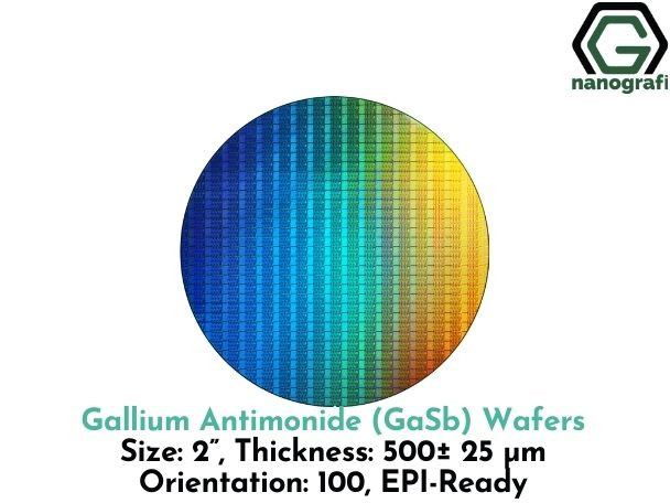Gallium Antimonide (GaSb) Wafers, 2”, Thickness:500± 25 μm, Orientation: 100, EPI-Ready