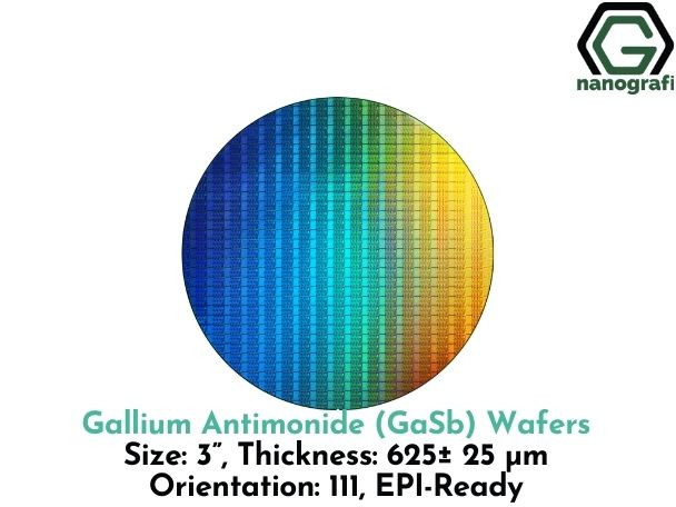 Gallium Antimonide (GaSb) Wafers, 3”, Thickness: 625± 25 μm, Orientation: 111, EPI-Ready
