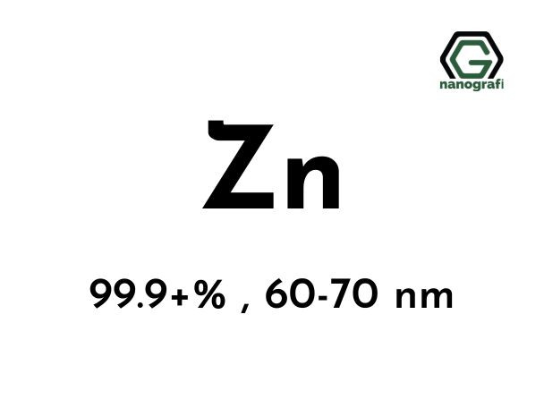 Zinc (Zn) Nanopowder/Nanoparticles, High purity: 99.9+%, Size: 60-70 nm