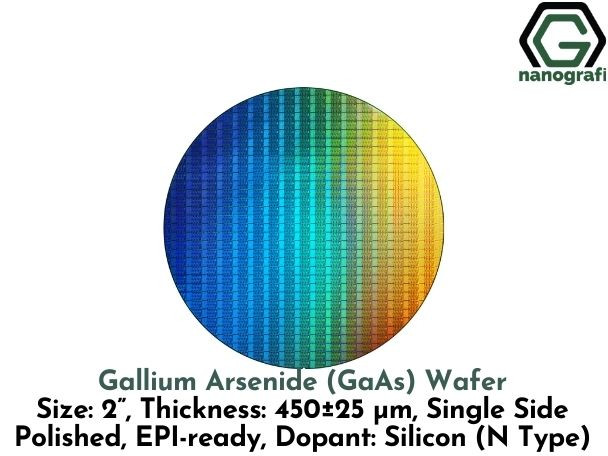 Gallium Arsenide (GaAs) Wafers, Size: 2”, Thickness: 450±25 μm, Single Side Polished, EPI-ready, Dopant: Silicon (N Type)