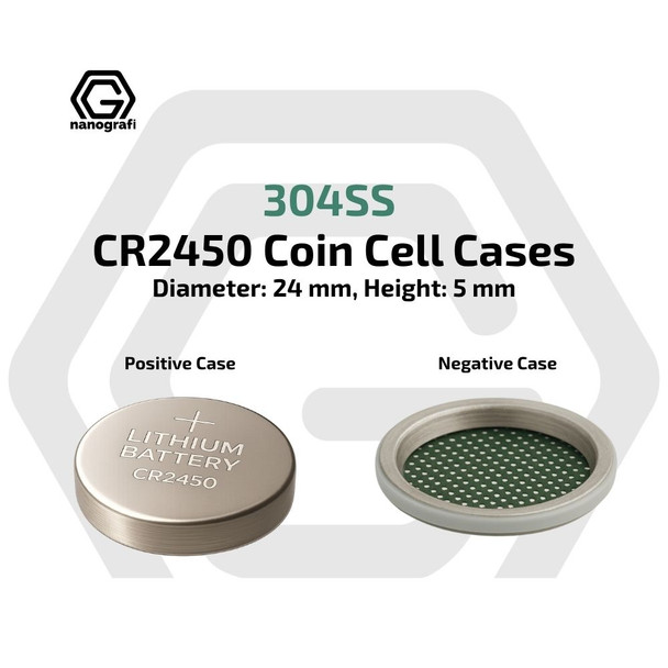 CR2450 Coin Cell Cases with 304SS (Positive+Negative Cases), Diameter: 24 mm, Height : 5 mm