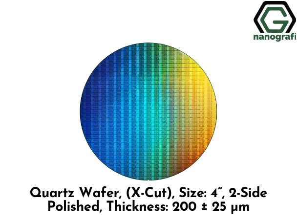 Quartz Wafer, (X-Cut), Size: 4”, 2-Side Polished, Thickness: 200 ± 25 μm