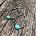 3MM Sterling Silver Earrings With Real Flat Turquoise EAR-TEA-054-TUR