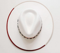 Fazenda | Womens Wide Brim Felt Fedora Hat | Red Trim - White FAZENDA - WH