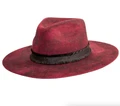 Bordeaux | Womens Wide Brim Felt Fedora Hat - Burgundy BORDEAUX