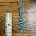 Paperclip Chain Blue Turquoise Lariat Bauble Necklace 163315