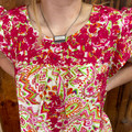 Savanna Jane Pink and Green Paisley Print Embroidered Top