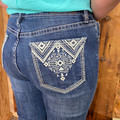 Rock & Roll Ladies Dark Vintage Aztec Embroidered High Rise Bootcut Jeans BW4HD03566