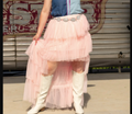 Grace & Emma Pink Tulle Ruffled High Low Skirt GE-9088E-P