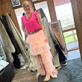 ce & Emma Pink Tulle Ruffled High Low Skirt GE-9088E-P