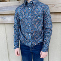 Panhandle Girls Teal Paisley Long Sleeved Snap Down RGN2S04604