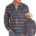 Rock & Roll Men's Navy Aztec Jacquard Zip Up Jacket BM92C04324