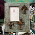 Paseo Road Turquoise Distressed 3-Crosses 4"x6" Picture Frame WD1400-46-TQ