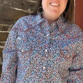 Panhandle Ladies Navy Hypergraphy Long Sleeve Snap Shirt RWN2S05677