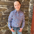 Panhandle Girl's Navy Hypergraphy Long Sleeve Snap Shirt RGN2S05677