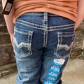 Rock & Roll Boy's Slim Fit Grey Leather Embroidered Revolver Jeans BB1RD06137