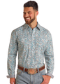Panhandle Men's Turquoise Paisley Long Sleeve Snap Down RMN2S05681