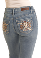 Rock & Roll Ladies Steer Aztec Pocket Mid Rise Bootcut Jeans BW4MD06026