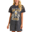 Ladies Rock & Roll Black Wild West Graphic T-Shirt Dress BWD1R06457