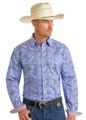 Panhandle Men's Blue and Red Paisley Rough Stock Snap Shirt RMN2S06544
