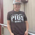 I Love My Pigs More Heather Brown Graphic Tee