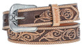 Hooey Boy's Top Notch Hand-Tooled Cutout Inlay Leather Belt HMBLT073-Y