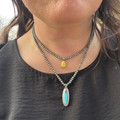 16" Faux Navajo Yellow Teardrop Pendant Necklace